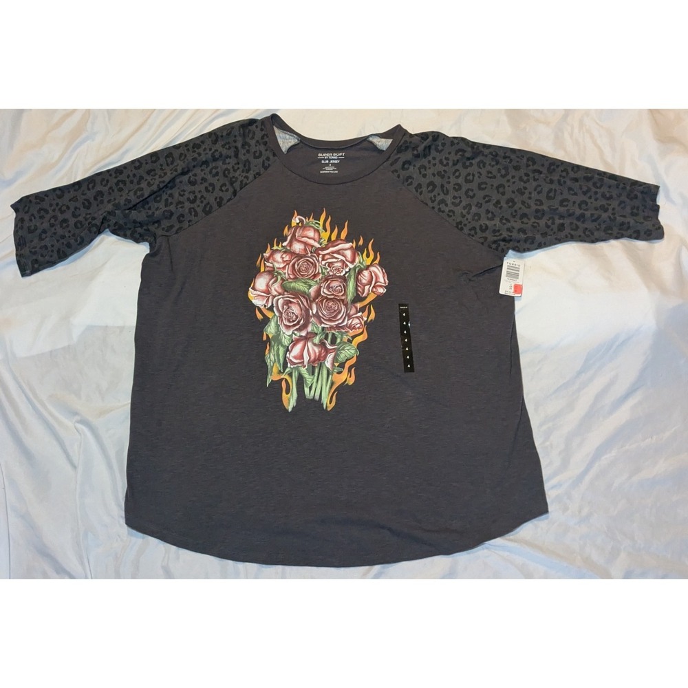 Super Soft By‎ Torrid Women's Slub Jersey With Flowers And Leopard Print Size 4